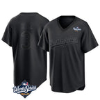 Johmsee LA.Dodgers #3 Edwin D¡§aaz Player Black World Series Pitch Fashion T-shirt Stitched Jerseys