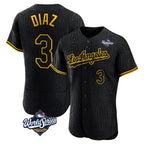 Johmsee LA.Dodgers #3 Edwin D¡§aaz Player Black World Series Snake Skin City Limited Elite Home Stitched Jerseys