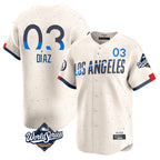 Johmsee LA.Dodgers #3 Edwin D¡§aaz Player Cream World Series City Connect Limited Home Stitched Jerseys