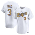 Johmsee LA.Dodgers #3 Edwin D¡§aaz Player Gold Collection Limited Home Stitched Jerseys