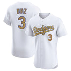 Johmsee LA.Dodgers #3 Edwin D¡§aaz Player Gold Limited Elite Home Stitched Jerseys