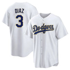 Johmsee LA.Dodgers #3 Edwin D¡§aaz Player Gold White 2026 Collection Stadium Game Stitched Jerseys