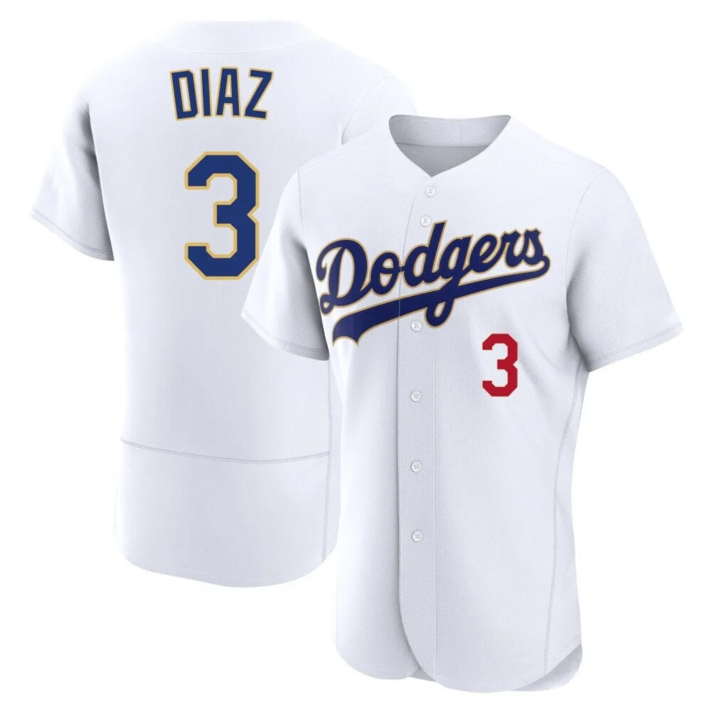 Johmsee LA.Dodgers #3 Edwin D¡§aaz Player Gold White 2026 Collection Stadium Limited Elite Stitched Jerseys