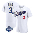 Johmsee LA.Dodgers #3 Edwin D¡§aaz Player Gold White World Series Meet 2026 Collection Stadium Limited Elite Stitched Jerseys