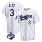 Johmsee LA.Dodgers #3 Edwin D¡§aaz Player Gold White World Series Meet 2026 Collection Stadium Limited Stitched Jerseys