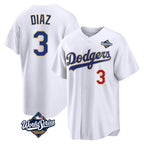 Johmsee LA.Dodgers #3 Edwin D¡§aaz Player Gold White World Series World Series 2026 Collection Stadium Limited Stitched Jerseys