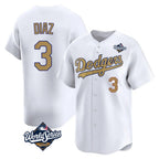 Johmsee LA.Dodgers #3 Edwin D¡§aaz Player Gold World Series Collection Limited Home Stitched Jerseys