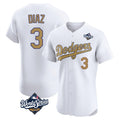 Johmsee LA.Dodgers #3 Edwin D¡§aaz Player Gold World Series Limited Elite Home Stitched Jerseys