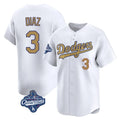 Johmsee LA.Dodgers #3 Edwin D¡§aaz Player Gold World Series Meet Collection Limited Home Stitched Jerseys