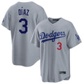 Johmsee LA.Dodgers #3 Edwin D¡§aaz Player Gray Game Home Stitched Jerseys