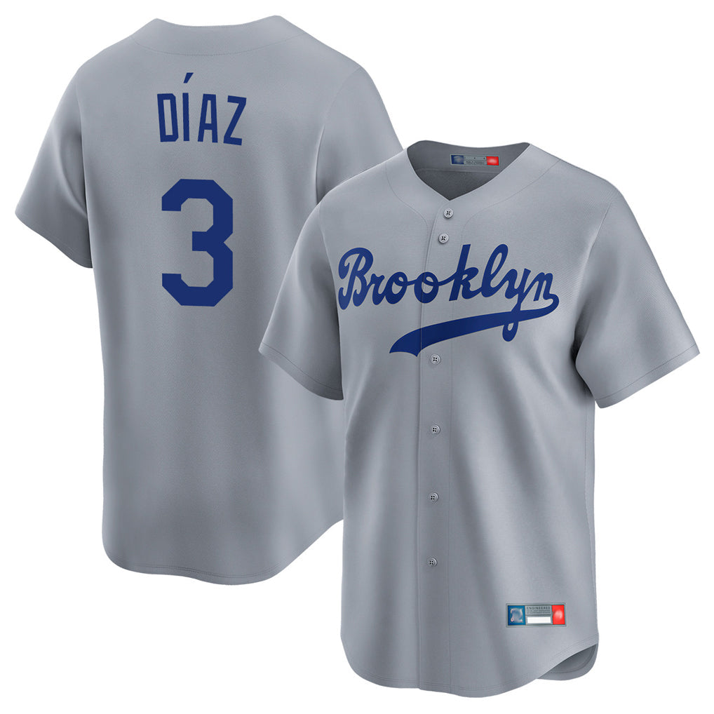 Johmsee LA.Dodgers #3 Edwin D¡§aaz Player Gray Game Limited Home Stitched Jerseys