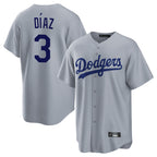Johmsee LA.Dodgers #3 Edwin D¡§aaz Player Gray Game Stitched Jerseys