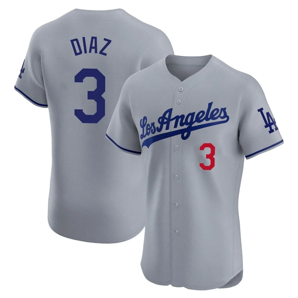Johmsee LA.Dodgers #3 Edwin D¡§aaz Player Gray Limited Elite Home Stitched Jerseys