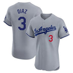 Johmsee LA.Dodgers #3 Edwin D¡§aaz Player Gray Limited Elite Home Stitched Jerseys