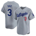 Johmsee LA.Dodgers #3 Edwin D¡§aaz Player Gray Limited Home Stitched Jerseys