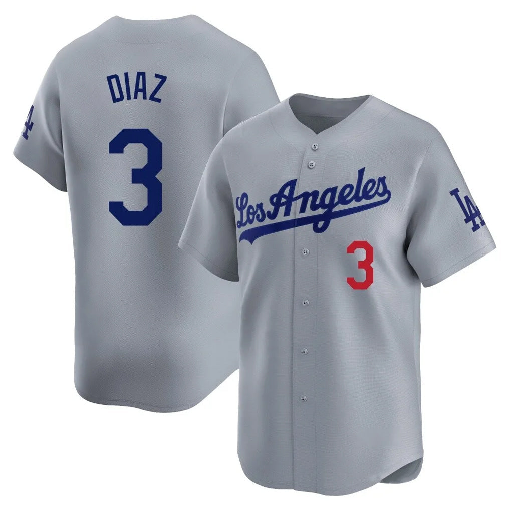 Johmsee LA.Dodgers #3 Edwin D¡§aaz Player Gray Limited Home Stitched Jerseys