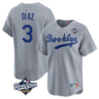 Johmsee LA.Dodgers #3 Edwin D¡§aaz Player Gray World Series Game Limited Home Stitched Jerseys