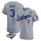 Johmsee LA.Dodgers #3 Edwin D¡§aaz Player Gray World Series Limited Elite Home Stitched Jerseys