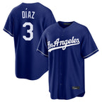 Johmsee LA.Dodgers #3 Edwin D¡§aaz Player Royal Game Stitched Jerseys