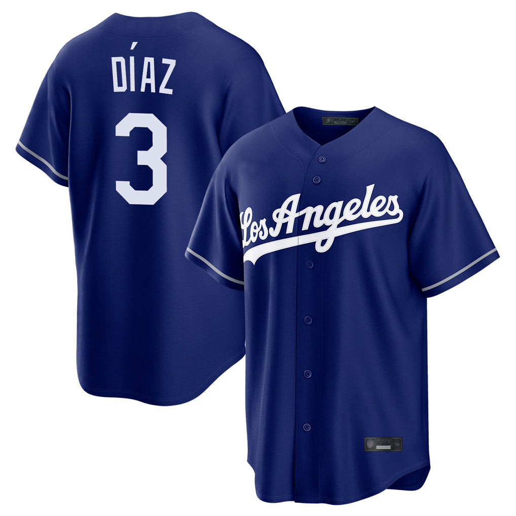 Johmsee LA.Dodgers #3 Edwin D¡§aaz Player Royal Game Stitched Jerseys