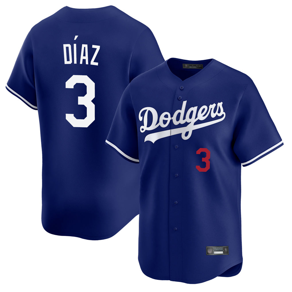 Johmsee LA.Dodgers #3 Edwin D¡§aaz Player Royal Limited Home Stitched Jerseys