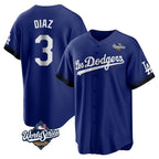 Johmsee LA.Dodgers #3 Edwin D¡§aaz Player Royal World Series City Connect Home Game Stitched Jerseys