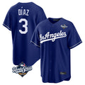 Johmsee LA.Dodgers #3 Edwin D¡§aaz Player Royal World Series Game Stitched Jerseys