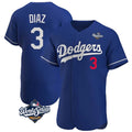 Johmsee LA.Dodgers #3 Edwin D¡§aaz Player Royal World Series Limited Elite Home Stitched Jerseys