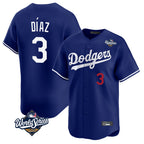 Johmsee LA.Dodgers #3 Edwin D¡§aaz Player Royal World Series Limited Home Stitched Jerseys