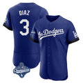 Johmsee LA.Dodgers #3 Edwin D¡§aaz Player Royal World Series Meet City Connect Elite Home Stitched Jerseys