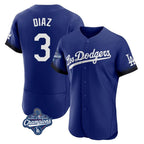 Johmsee LA.Dodgers #3 Edwin D¡§aaz Player Royal World Series Meet City Connect Elite Home Stitched Jerseys