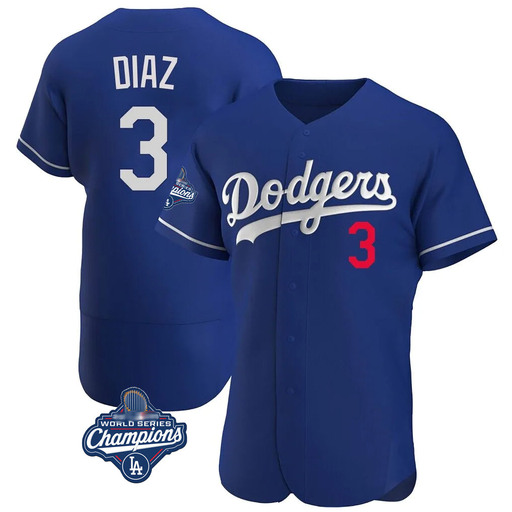 Johmsee LA.Dodgers #3 Edwin D¡§aaz Player Royal World Series Meet Limited Elite Home Stitched Jerseys