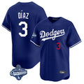 Johmsee LA.Dodgers #3 Edwin D¡§aaz Player Royal World Series Meet Limited Home Stitched Jerseys