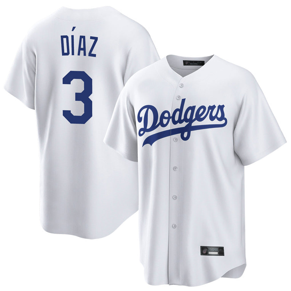 Johmsee LA.Dodgers #3 Edwin D¡§aaz Player White Game Home Stitched Jerseys