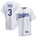 Johmsee LA.Dodgers #3 Edwin D¡§aaz Player White Game Home Stitched Jerseys