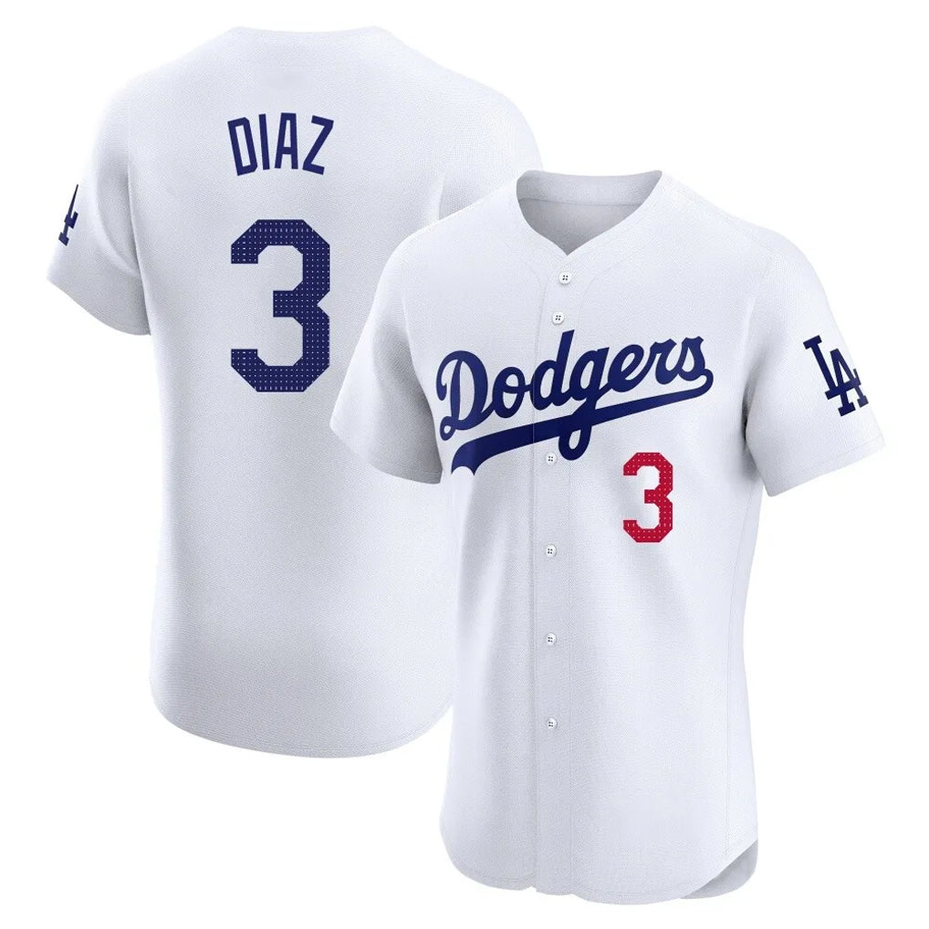 Johmsee LA.Dodgers #3 Edwin D¡§aaz Player White Limited Elite Home Stitched Jerseys