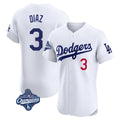 Johmsee LA.Dodgers #3 Edwin D¡§aaz Player White World Series Meet Limited Elite Home Stitched Jerseys