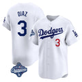 Johmsee LA.Dodgers #3 Edwin D¡§aaz Player White World Series Meet Limited Home Stitched Jerseys