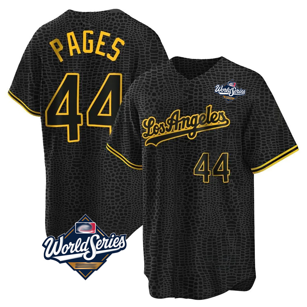 Johmsee LA.Dodgers #44 Andy Pages Player Black Gold World Series Limited Home Stitched Jerseys