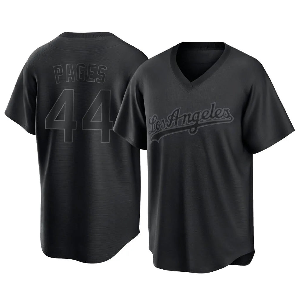 Johmsee LA.Dodgers #44 Andy Pages Player Black Pitch Fashion T-shirt Stitched Jerseys