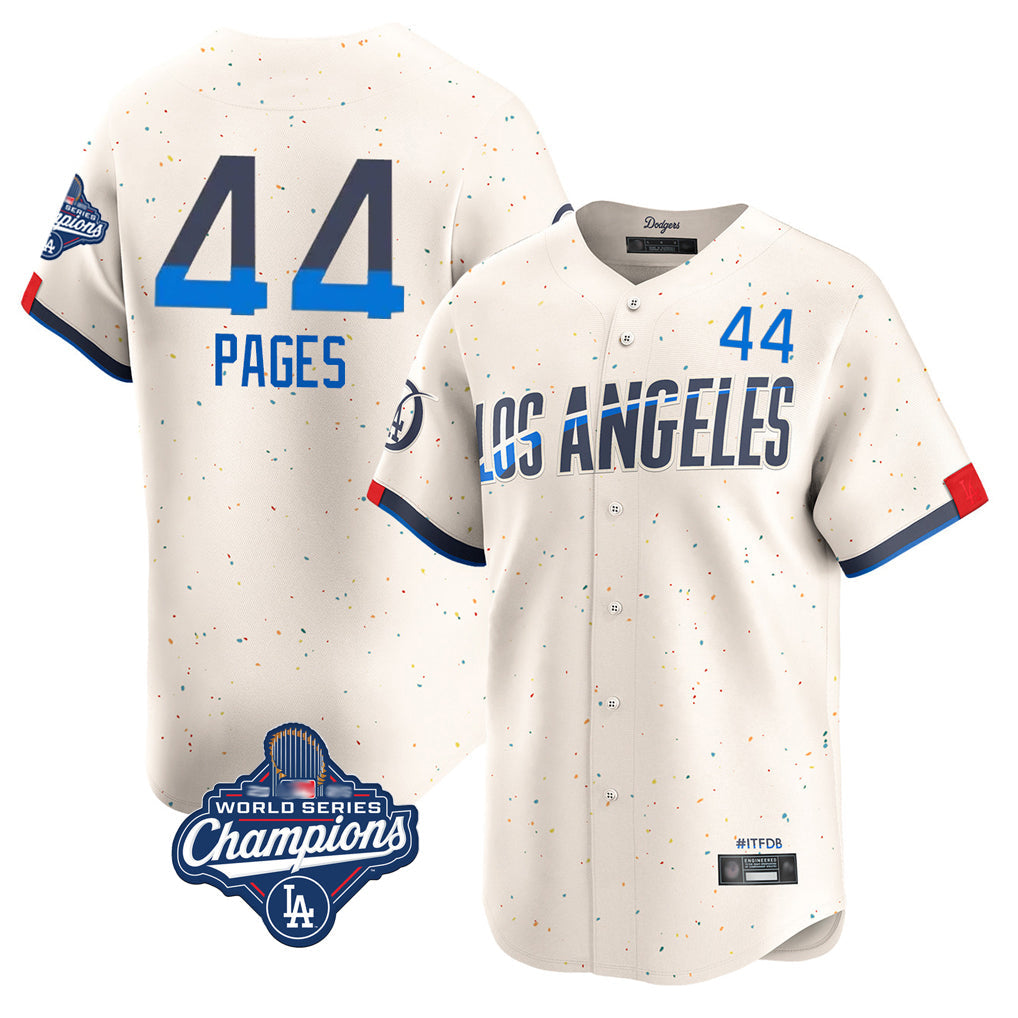 Johmsee LA.Dodgers #44 Andy Pages Player Cream World Series Meet City Connect Limited Home Stitched Jerseys