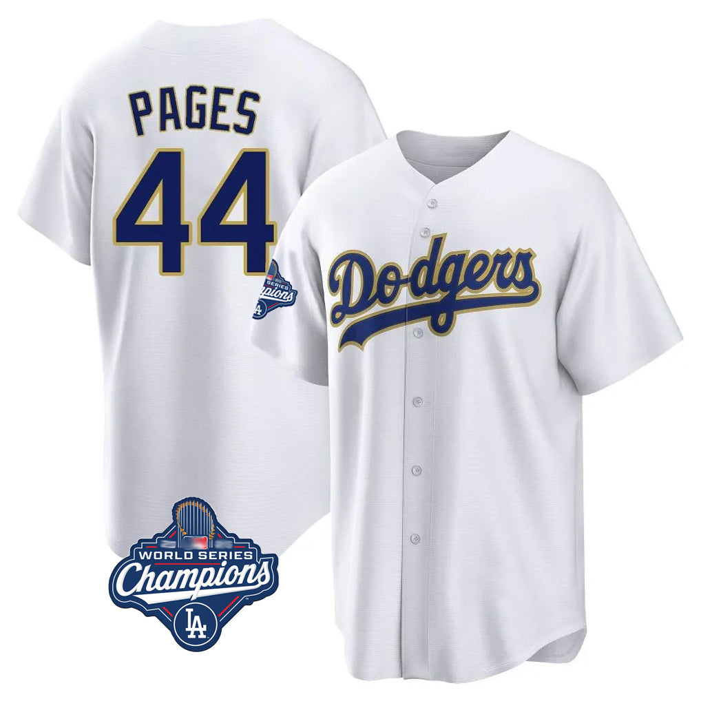 Johmsee LA.Dodgers #44 Andy Pages Player Gold White World Series Meet 2026 Collection Stadium Game Stitched Jerseys