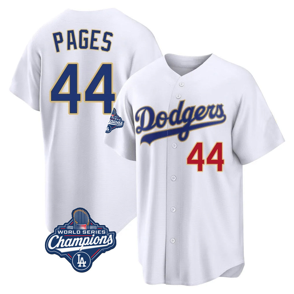 Johmsee LA.Dodgers #44 Andy Pages Player Gold White World Series Meet 2026 Collection Stadium Limited Stitched Jerseys