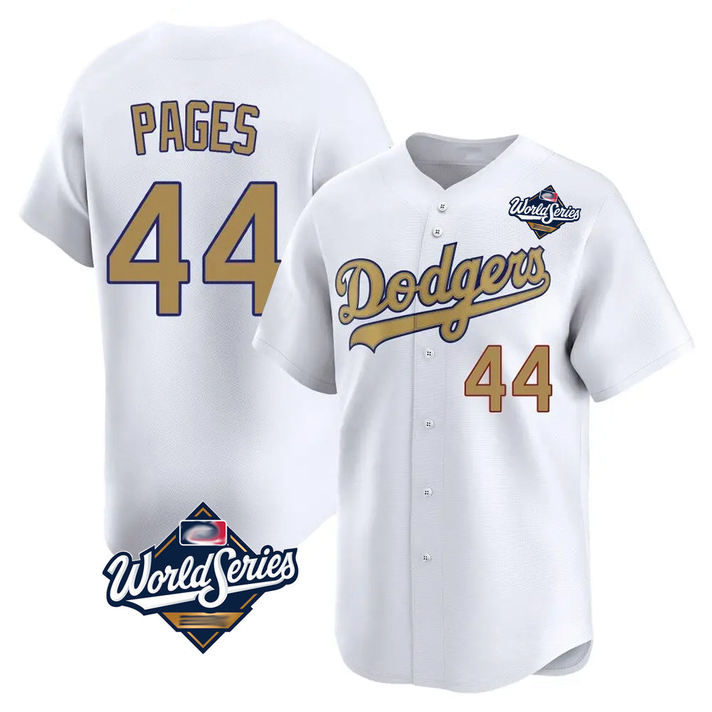 Johmsee LA.Dodgers #44 Andy Pages Player Gold World Series Collection Limited Home Stitched Jerseys