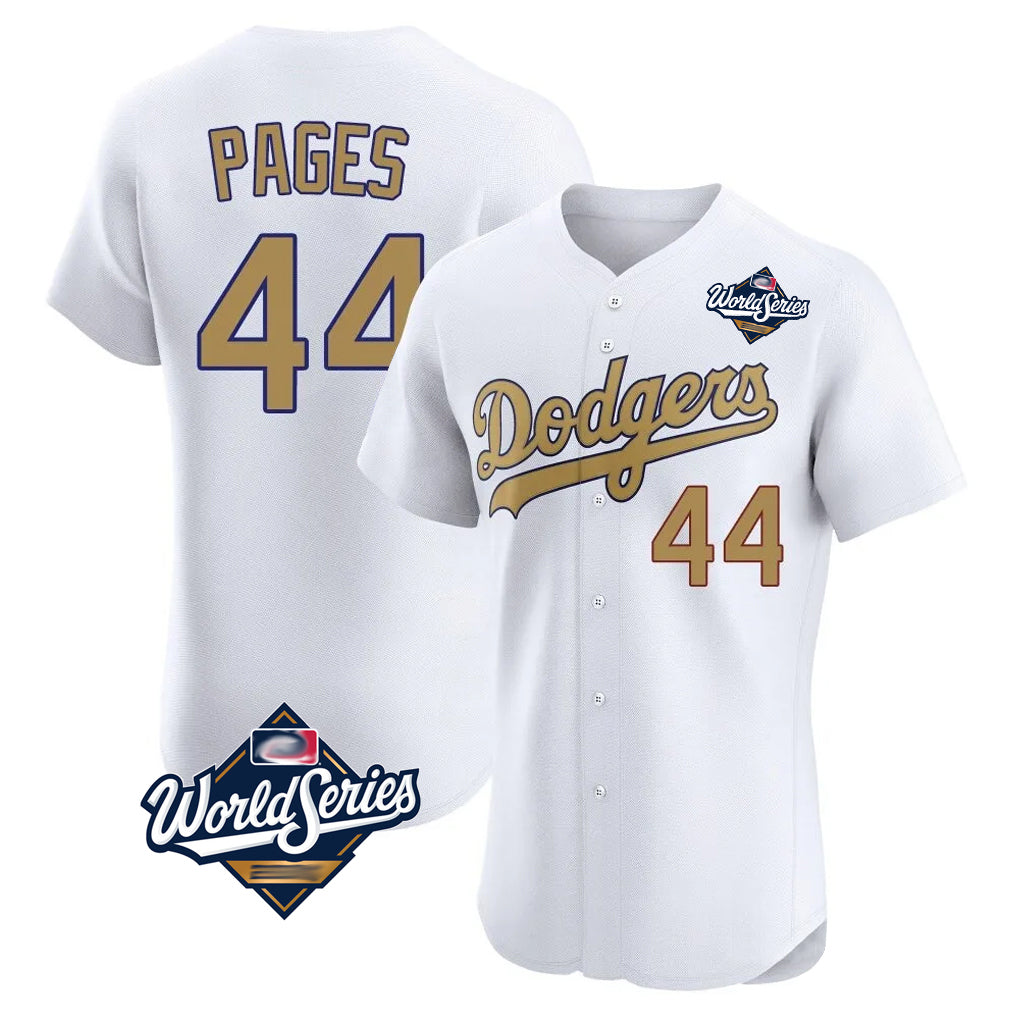 Johmsee LA.Dodgers #44 Andy Pages Player Gold World Series Limited Elite Home Stitched Jerseys