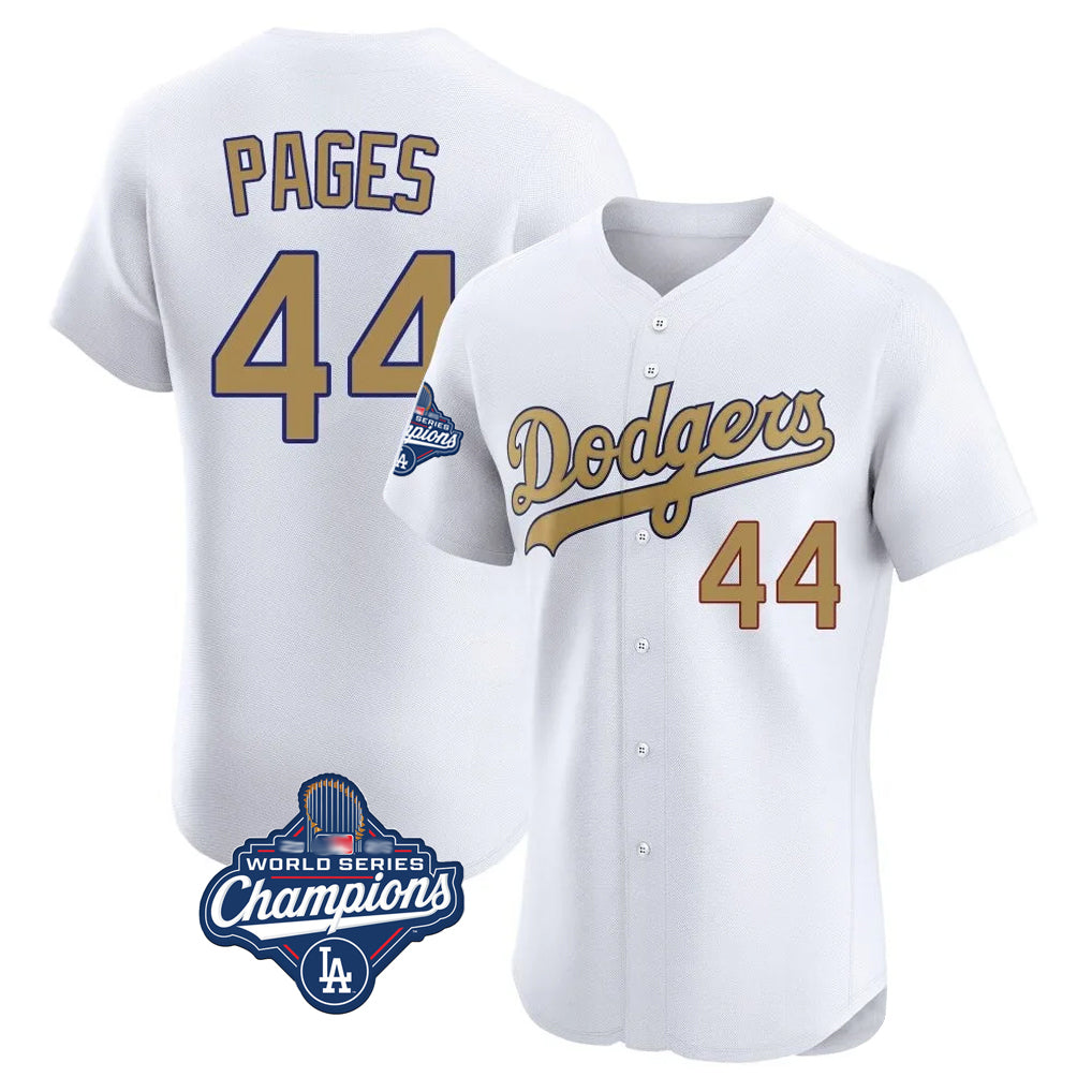 Johmsee LA.Dodgers #44 Andy Pages Player Gold World Series Meet Limited Elite Home Stitched Jerseys