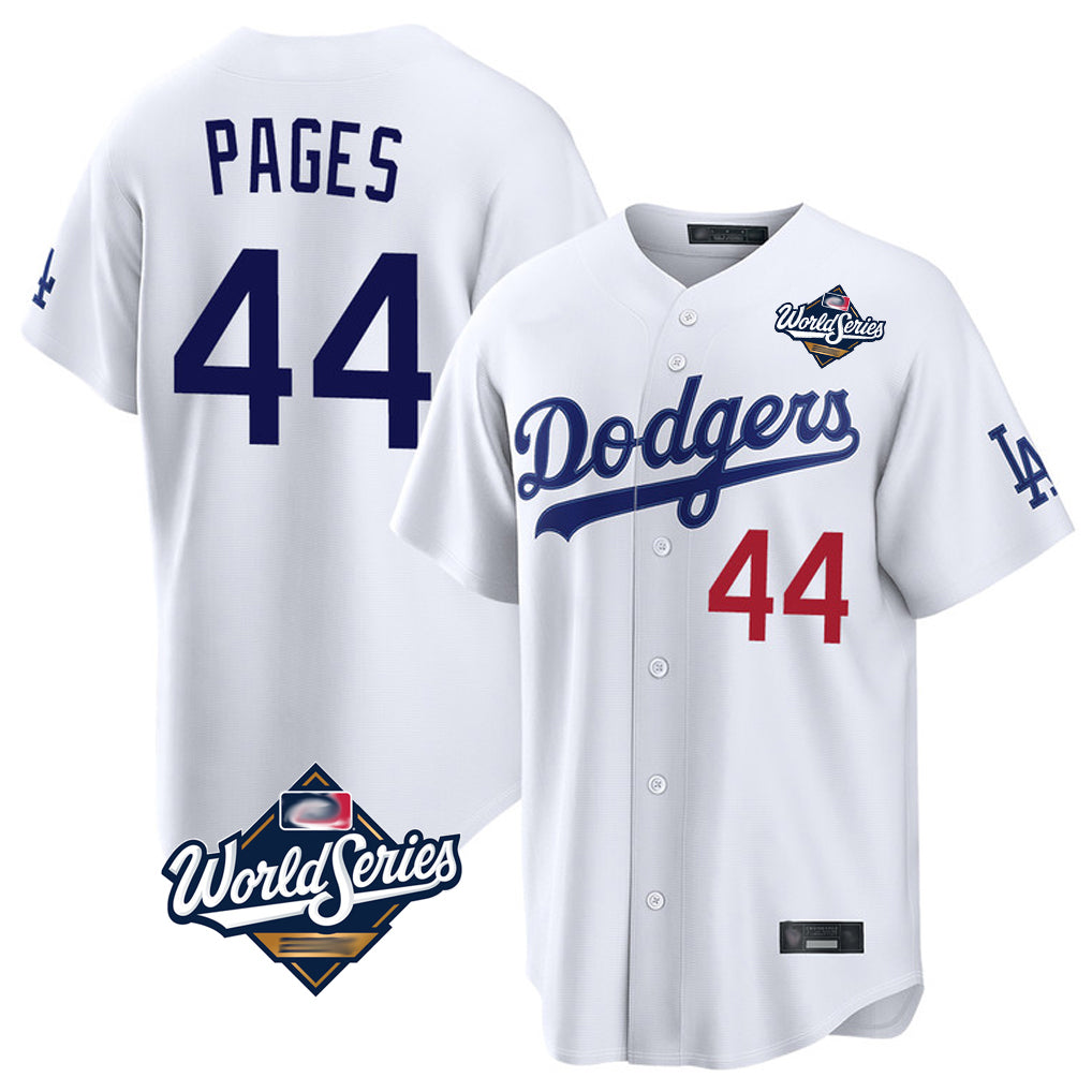 Johmsee LA.Dodgers #44 Andy Pages Player White World Series Home Game Stitched Jerseys
