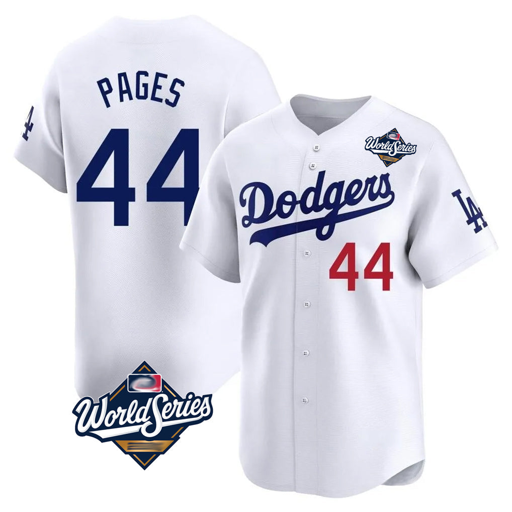 Johmsee LA.Dodgers #44 Andy Pages Player White World Series Limited Home Stitched Jerseys