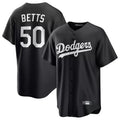 Johmsee LA.Dodgers #50 Mookie Betts Player Black Carbon Limited Game Stitched Jerseys