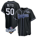 Johmsee LA.Dodgers #50 Mookie Betts Player Black World Series Carbon Limited Home Stitched Jerseys